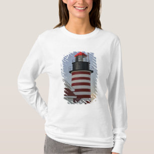 USA, Maine, Lubec. West Quoddy Head Lighthouse, T-Shirt
