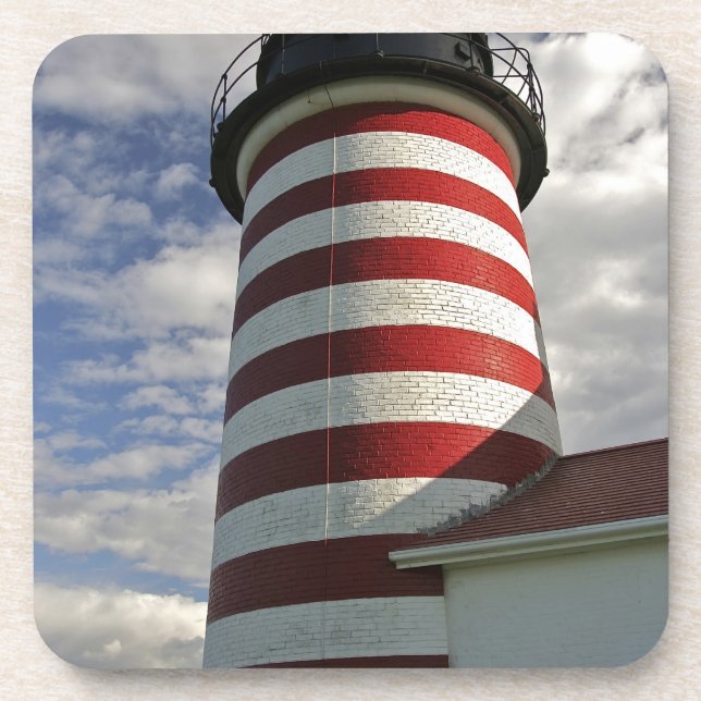 USA, Maine, Lubec. West Quoddy Head LIghthouse Untersetzer (Vorderseite)