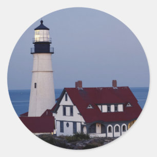 USA, Maine, Portland, Cape Elizabeth, Leuchtturm Runder Aufkleber