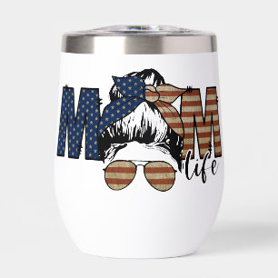 USA Mama Life Wine Tumbler - Rustikale amerikanisc