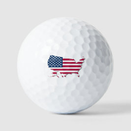 USA Map and Flag Red White and Blue Stripes Stars Golfball