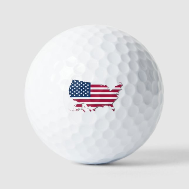 USA Map and Flag Red White and Blue Stripes Stars Golfball (Vorderseite)