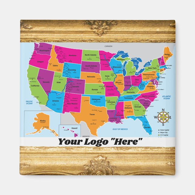 USA Map Design Magnet (Vorne)
