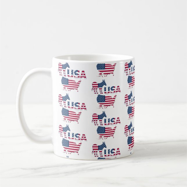 USA Map Flag Politisch-Demokratisches Party Donkey Kaffeetasse (Links)