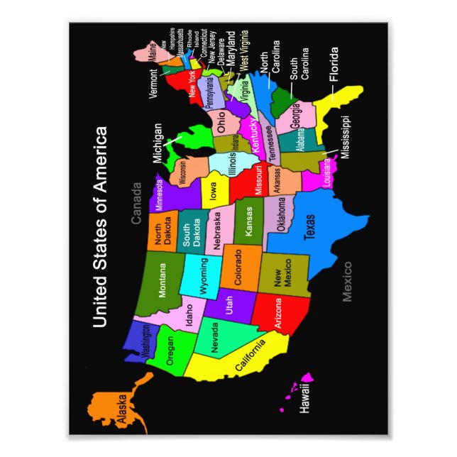 USA Map Foto Print (Vorne)