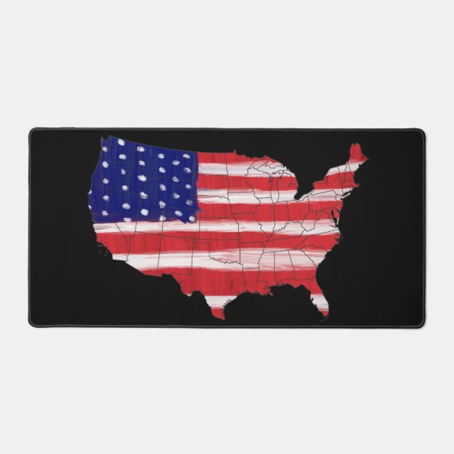 USA Map in Flag Farben Schreibtischunterlage (Vorderseite)