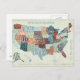 USA Map mit Staaten in Worten Postkarte (Vorne/Hinten)