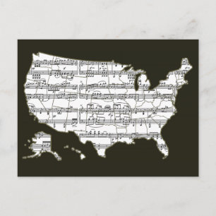 USA Map & Musical Notes Postkarte