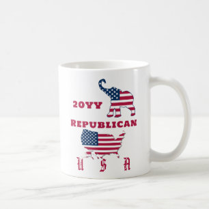 USA Map republikanisches Party Elephant bei der Fl Kaffeetasse