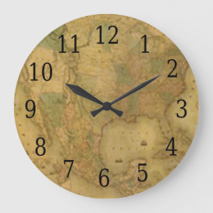 USA Map Round Clock Große Wanduhr