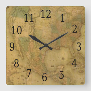USA Map Square Clock Quadratische Wanduhr
