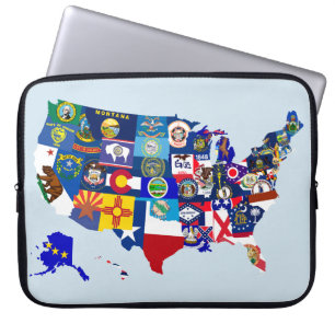 USA Map State Flags Mosaik Laptop Cover