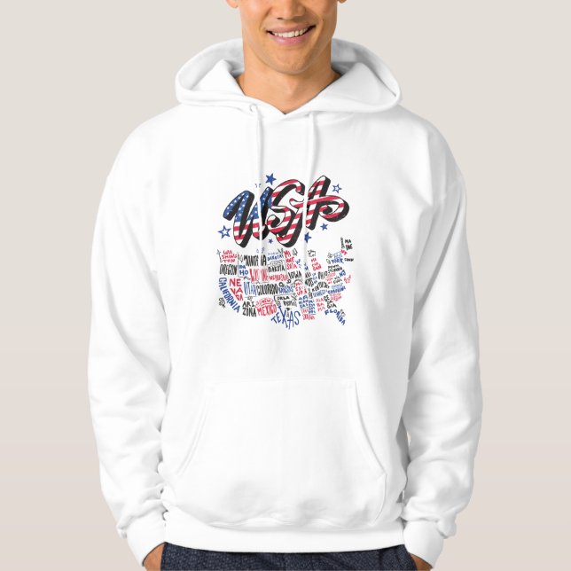 USA Map U.S. Staaten Amerika Hoodie (Vorderseite)