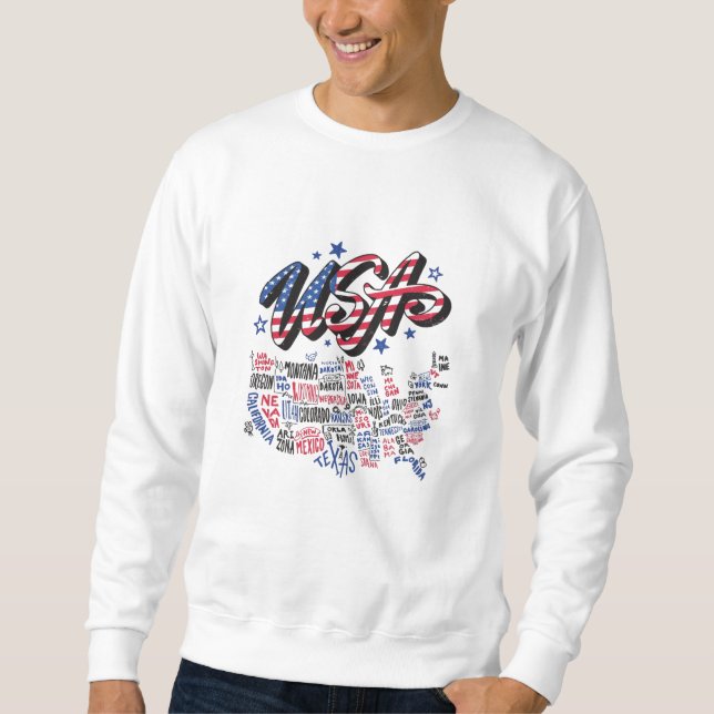 USA Map U.S. Staaten Amerika Sweatshirt (Vorderseite)