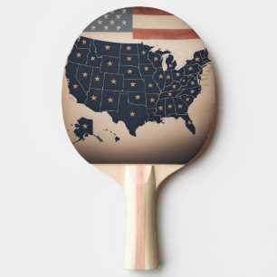 USA Map Vintag Tischtennis Schläger