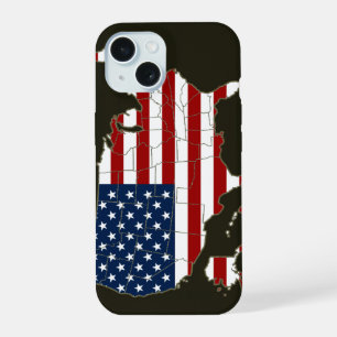 USA map with american flag iPhone 15 Hülle