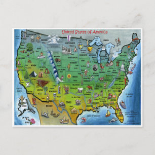 USA Map Z Postcard Postkarte