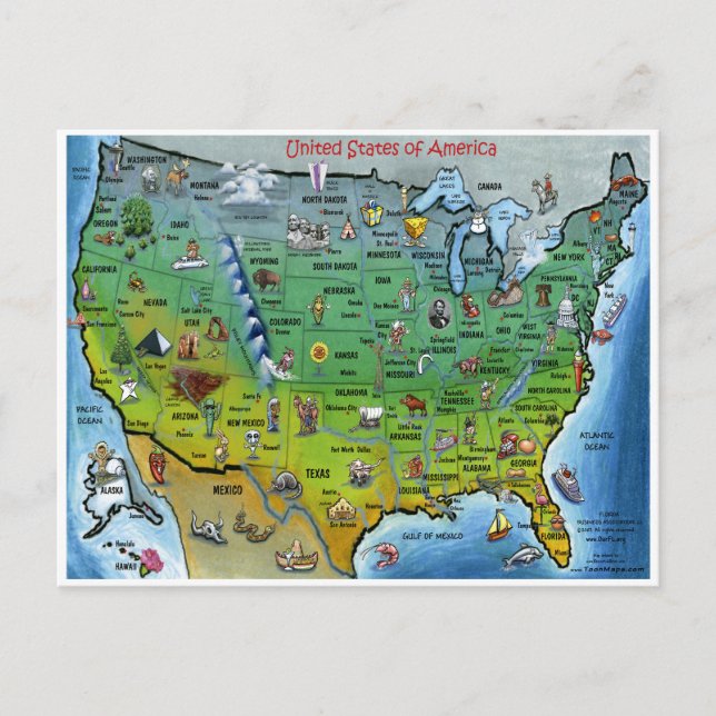 USA Map Z Postcard Postkarte (Vorderseite)
