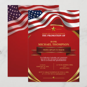 USA Marine Beförderung Amerikanische Flagge Gold Einladung