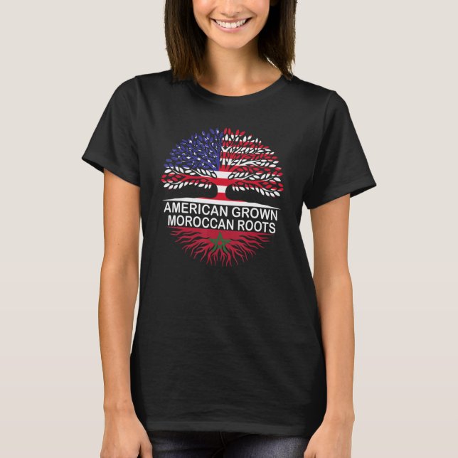 USA & Marokko Flaggen Amerikanische Grossmarokkani T-Shirt (Vorderseite)