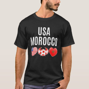 USA Marokko Fußball Spiel Friedensball Liebe Herze T-Shirt