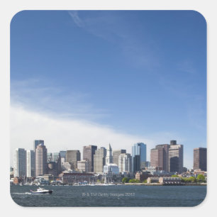USA, Massachusetts, Boston, City skyline und Quadratischer Aufkleber