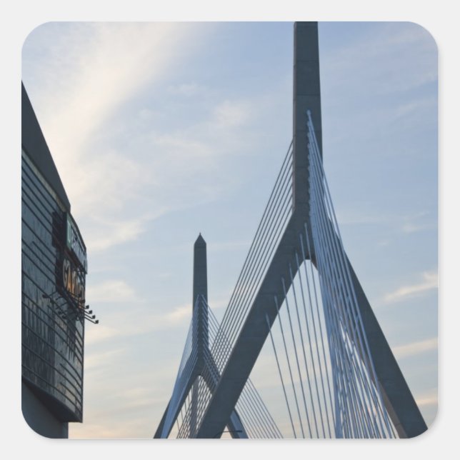 USA, Massachusetts, Boston. Die Zakim-Brücke.2 Quadratischer Aufkleber (Vorderseite)