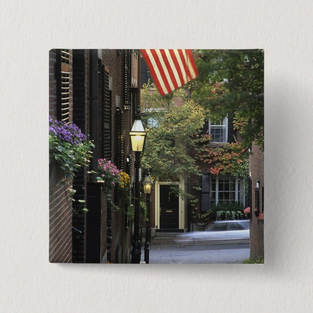 USA, Massachusetts, Boston, Leuchtfeuer-Hügel Button (Vorderseite)