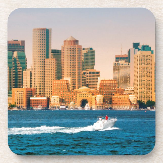 USA, Massachusetts. Boston Waterfront Panorama Untersetzer (Vorderseite)