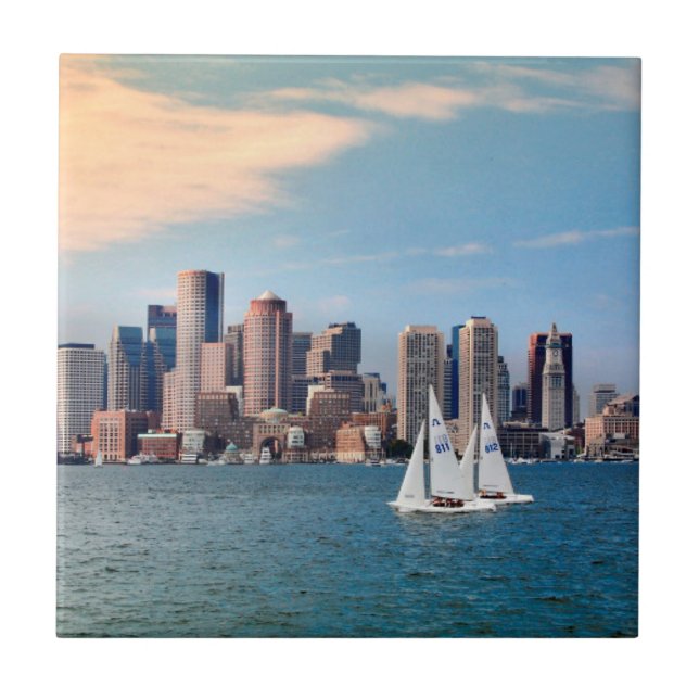 USA, Massachusetts. Boston Waterfront Skyline 3 Fliese (Vorderseite)