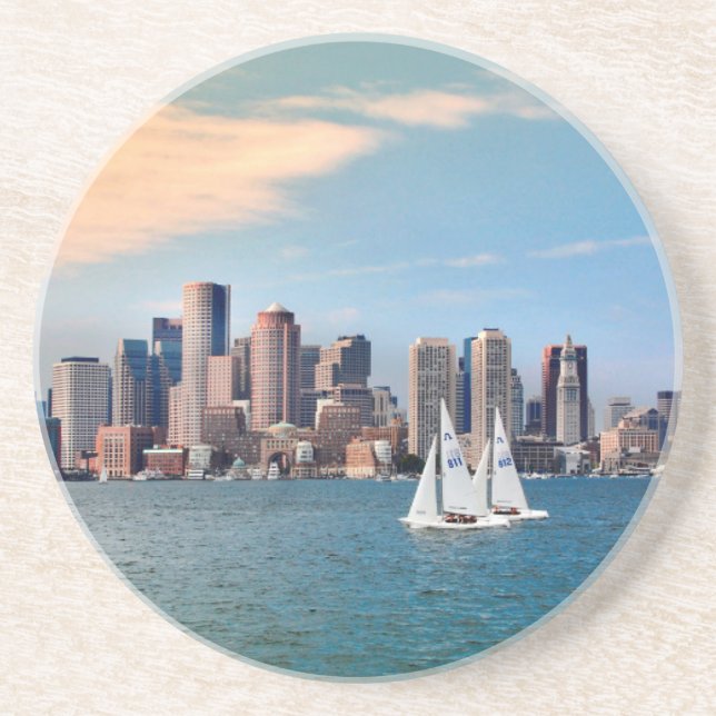USA, Massachusetts. Boston Waterfront Skyline 3 Getränkeuntersetzer (Vorne)