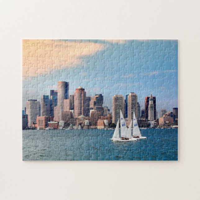 USA, Massachusetts. Boston Waterfront Skyline 3 Puzzle (Horizontal)