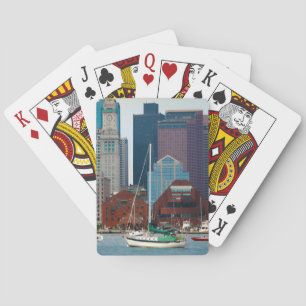 USA, Massachusetts. Bostons Wasserfront-Skyline Spielkarten