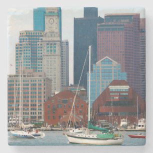 USA, Massachusetts. Bostons Wasserfront-Skyline Steinuntersetzer
