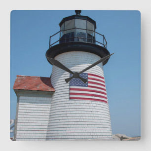 USA, Massachusetts, Nantucket. Brant Point Quadratische Wanduhr