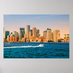 USA, Massachusetts. Panorama der Bostoner Uferprom Poster