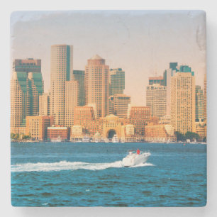 USA, Massachusetts. Panorama der Bostoner Uferprom Steinuntersetzer
