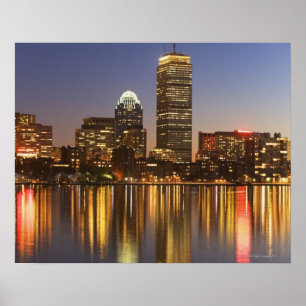 USA, Massachusetts, Skyline von Boston bei Abenddä Poster