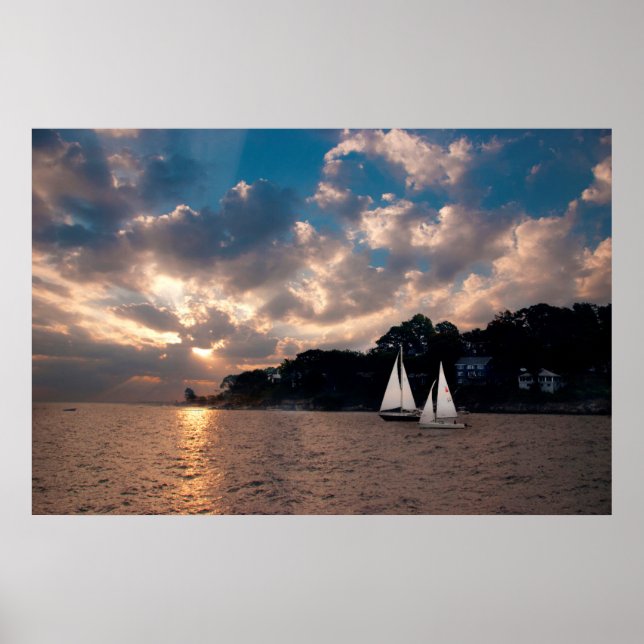 USA, Massachusetts. Sunset Sailing Poster (Vorne)