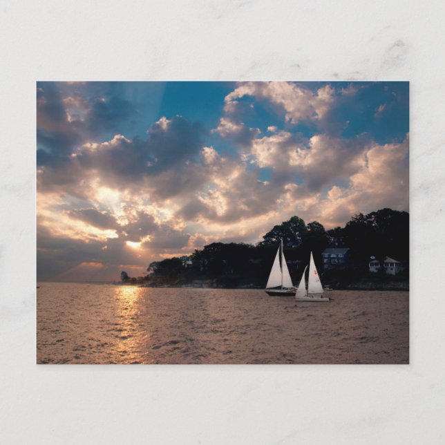 USA, Massachusetts. Sunset Sailing Postkarte (Vorderseite)