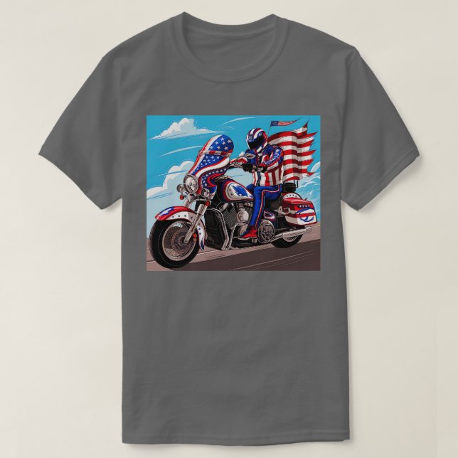 USA Men Motocross Biker Dirt Bike American Flag 4t T-Shirt (Design vorne)