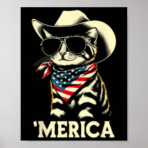 USA Merica Katze 4. Juli Männer Frauen Kinder Funn Poster