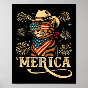 USA Merica Katze 4. Juli Männer Frauen Kinder Funn Poster