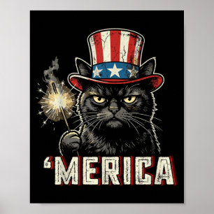 USA Merica Katze 4. Juli Männer Frauen Kinder Lust Poster