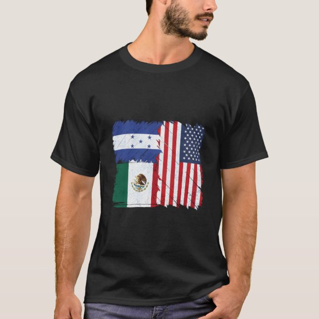 USA Mexico Honduras Flags T-Shirt (Vorderseite)