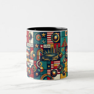 USA Mexico Kanada Klimt Stil Fine Art Wandkunst   Zweifarbige Tasse