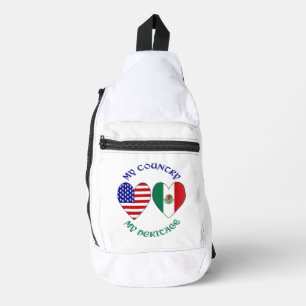 USA Mexiko-Flagge Herzen Mein Land Mein Erbe Crossbody Bag