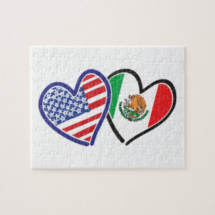USA Mexiko Herzflags Puzzle