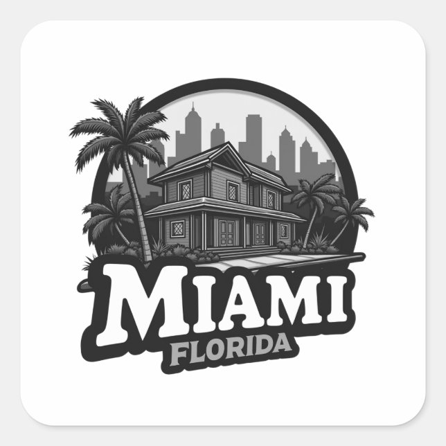 USA, Miami City Florida Square Sticker (Vorderseite)