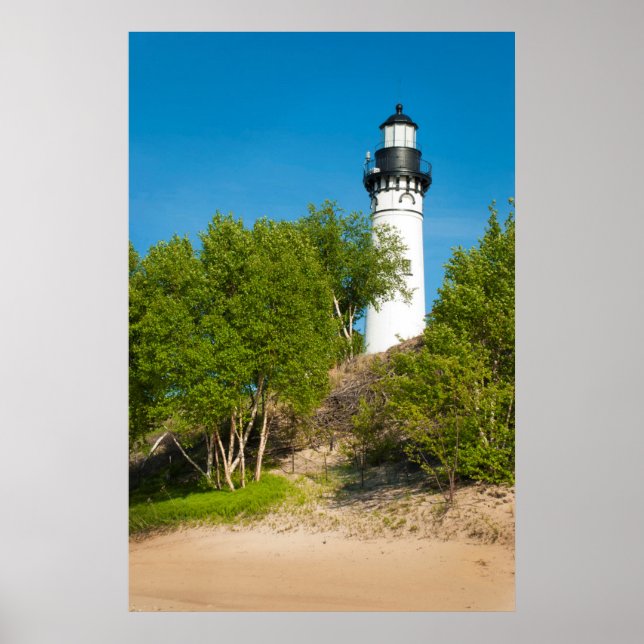 USA, Michigan. Au Sable Lighthouse am See Poster (Vorne)